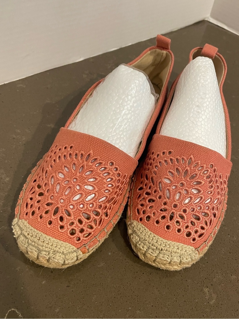 Kelly & Katie Coral Laser-Cut Canvas Espadrilles